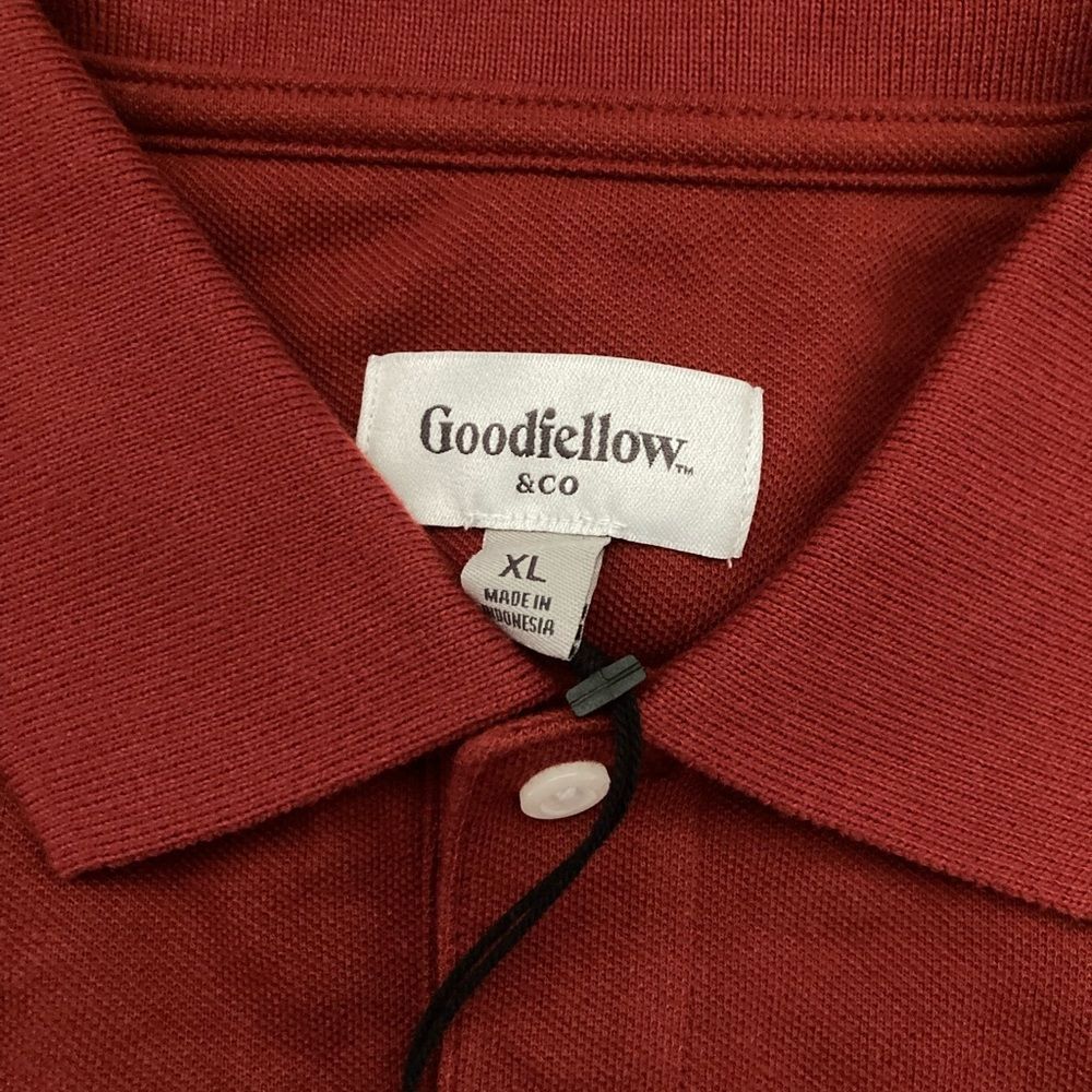 Goodfellow & Co Rust Long Sleeve Polo Shirt Size XL New With Tags - Picture 3 of 8